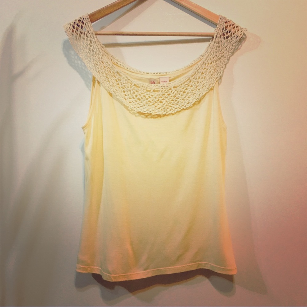 Anthropologie cream top w/ crochet and beads
